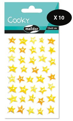 My Mandarine CY106Cpack 10 Bogen 3D Stickers Cooky (390 Stickers) Sterne