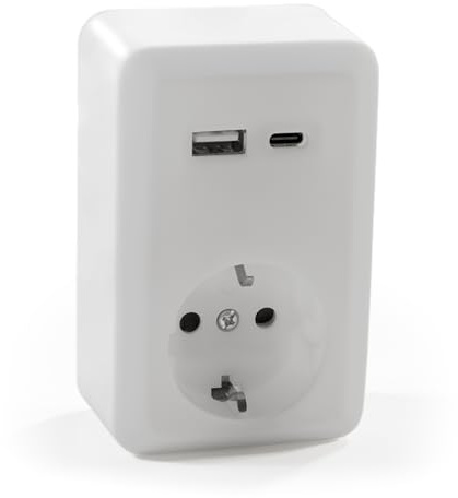 MC POWER USB Steckdose Aufputz | Finery | USB-A USB-C mit PD Schutzkontaktsteckdose AP 250V/ 16A Aufputzsteckdosde für Innenraum, weiß