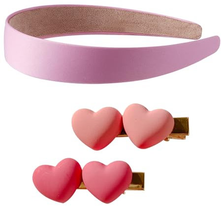 1 bandeau et 2 épingles à cheveux Love, bandeau simple à large bord, bandeau de cheveux uni, épingles à cheveux mignonnes, accessoires de robe de bal, accessoires pour cheveux pour femmes et filles