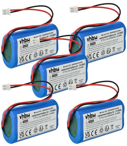 vhbw 5X Akku kompatibel mit Abathe Tischlampe, Nachttischlampe (4400 mAh, 3,7 V, Li-Ion)