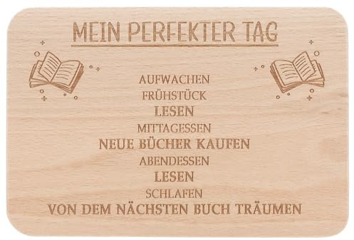 Spruchreif · Frühstücksbrettchen Lesen · Brotzeitbrett mit Gravur · Geschenke für Leseratten · Geschenk Bücherwurm