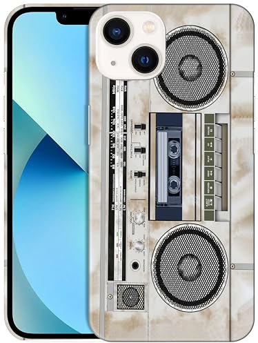 GlamCase for iPhone 13, iPhone 13 Case - Vintage Radio Cassette Recorder Design Printed Slim Fit Cute Plastic Hard Snap on Protective Designer Back Phone Case/Cover for iPhone 13. Multicolor