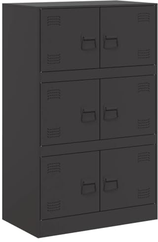 vidaXL Sideboard, Kommode Anrichte für Wohnzimmer, Metallschrank Schrank mit Stauraum, Highboard Beistellschrank Mehrzweckschrank, Schwarz Stahl