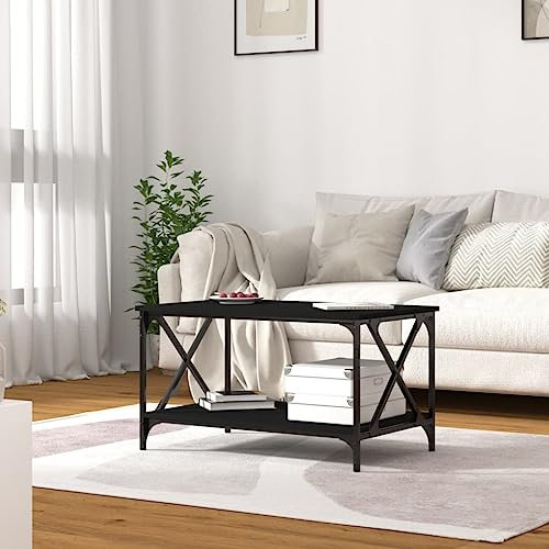 Kangmusi Couchtisch Schwarz 80x50x45 cm Holzwerkstoff und Eisen, kangmusi823317