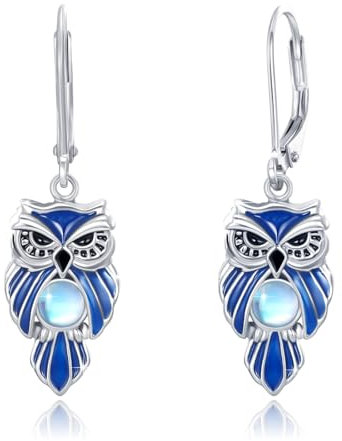 PARYFO Eulen Ohrringe Silber 925 Mondstein für Mädchen Ohrring Eule Schmuck Eule Schmuckgeschenk für Mädchen und Frauen