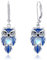 PARYFO Eulen Ohrringe 925 Sterling Silber Eulen Mondstein Hänged Ohrringe Eulen Schmuck Geschenke für Frauen Teenager Mädchen