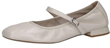CAPRICE Damen Ballerinas aus Leder mit Riemen, Cremefarben (Pearl Per.Deer), 38 EU