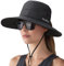DRESHOW Damen Sonnenhut Outdoor UV-Schutz Hut Faltbar Mesh Breite Krempe Angeln Pferdeschwanz Strand Eimer Hüte mit Sonnenbrille