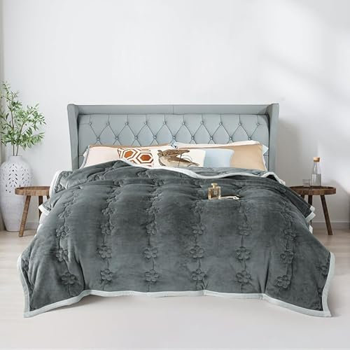 ShowyLive Kuscheldecke Flauschig Decke Sofadecke Fleecedecke Flanell Couchdecke Für Bett Sofa Schlafzimmer Büro- Dicke & Warm Wohndecke für Couch Sofaüberwurf (Grey, 200x230CM)