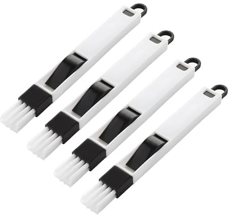 COCOMAX 4 Pcs 2 in 1 Crevice Cleaning Brush, Small Cleaning Brushes for Difficult Places to Reach, Window Cleaning Brush for Easily Clean Keyboard and Blinds Door Sill Sliding Tracks Gap