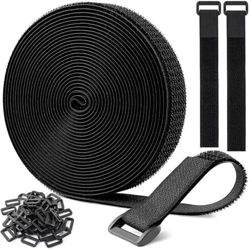 Hook and Loop Strip Tape, 8M Sticky Back Velcro Tape Self Adhesive Heavy Duty Adhesive Strips, Black Stick On Velcro Sticky Pads for Home,Office,Garden, Cable Management