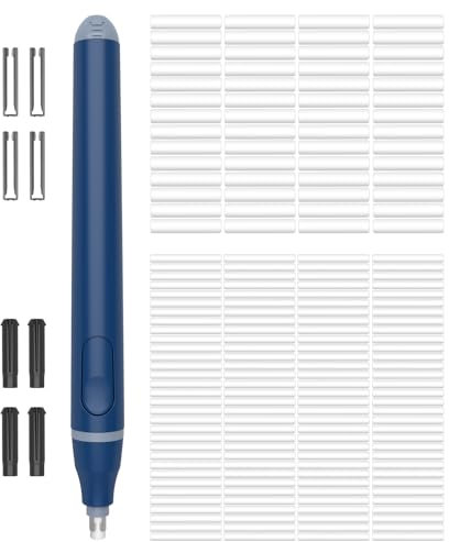 Cuteefun Elektrischer Radiergummi, Elektrischer Radierer mit 220 StüCk Ersatzradiergummis, Batteriebetriebener Radiergummi Stift, Präzisionsradierer für Künstler, Studenten, Ingenieure, Blau