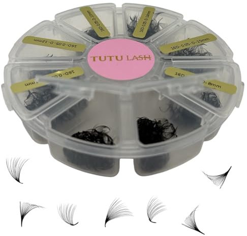16D Promade Lashes 1120 Fans Loose lash fans pro made mix lengths 0.05 thickness D Curl (8-15mm Lengths) promades premade lash extensions Tutu Lash (16D D Curl Mix 8-15mm)