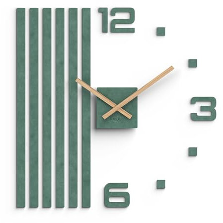 Cander Berlin MNU 2760 U XXL Wanduhr lautlos 60 cm Holzzeiger Wohnzimmer analog ohne Ticken Wandtattoo grün