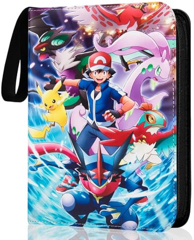 Sammelalbum für Pokemon Karten, 50 Seiten 400 Karten Kapazität Sammelkarten, Tragbar Reißverschlüsse Wasserdicht PU Karten Halter, Card Collection Sammelheft, Geschenk für Kinder