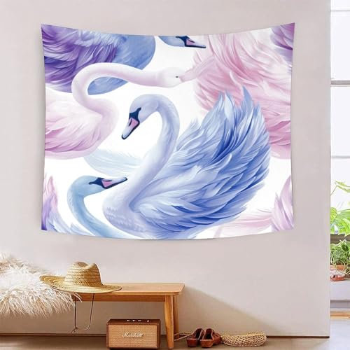 CHCAIOVO 3D Druck Schwan Wandteppiche Poster Ornament Wandbehang Wandteppich Wanddeko Wandbehang Für Wohnzimmer Schlafzimmer Tapisseries 70cmx100cm