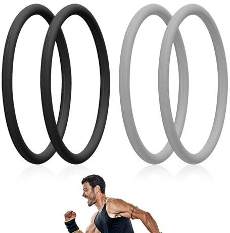 Lyreh 4 pz Cinghia di Supporto per Tendine Rotuleo, Cinghia per Rotula in Silicone Elastico Tutore per Ginocchio Rotuleo per Basket Corsa Calcio Escursionismo Maglioni Pallavolo (Nero + Grigio)