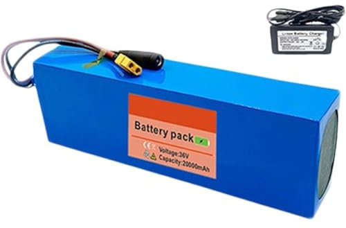 E-Bike Pedelec Akku 36V 20Ah Ebike Battery Pack, 10S2P Rechargeable Li-Ion Battery, Eingebauter BMS Wasserdichter PVC-Akku, Mit Ladegerät XT60