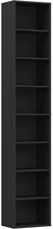 Panana Bücherregal mit 8 Ebenen, schmaler Organizer, Regale, Schrank, hoch, schmal, Medienturm, Display, Bücherregal für Zuhause, Büro (schwarz)