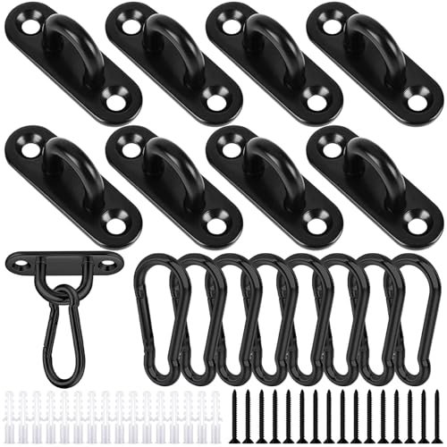 Kendwing 8 Pezzi Gancio Soffitto,M6 Placca Occhiello,Gancio e Occhiello,Piastra Occhiello per Oggetti Appesi gancio da soffitto