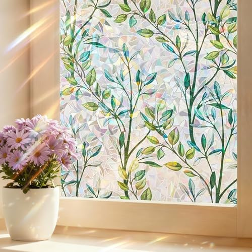 shinfly Fensterfolie Blickdicht Selbsthaftend | Sichtschutzfolie Fenster | Fensterfolie Bunt Statisch Haftend 75 x 200 cm | Stained Glass Window Film Anti-UV Für Büro Wohnzimmer Schlafzimmer Küche