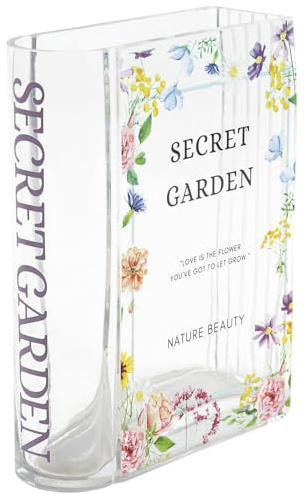 KRYSTHIA Glas Buchvase, Buchvasen für Blumen, klare Buchförmige Vase für Tulpen, kleine Blumenvasen für Wohnzimmer, Büro, Couchtisch, Bücherregal Dekor
