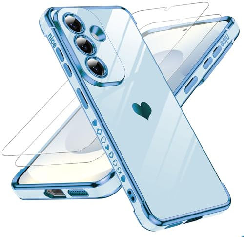 LeYi for Samsung Galaxy S26 Case with 2 Tempered Glass Screen Protector, Scratch Resistant Silicone Cover, Slim Soft TPU Shockproof Protective Mobile Phone Cover for S 26 - Blue