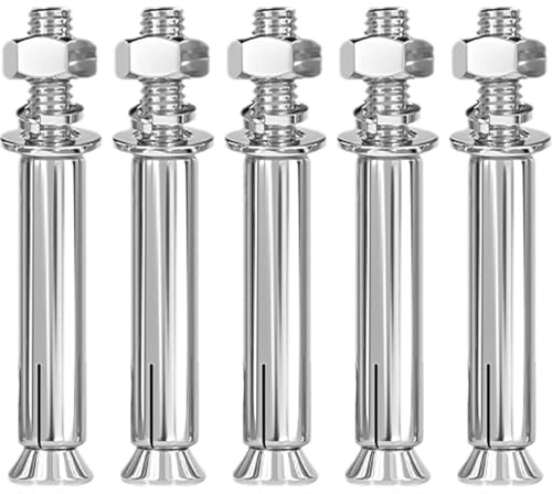 MejaRizon Lot de 5 vis d'expansion M8 x 120 mm - En acier inoxydable 304 - Ancre en acier inoxydable - Vis à béton - Boulons d'expansion - Convient pour auvents, balustrades, étagères, surfaces