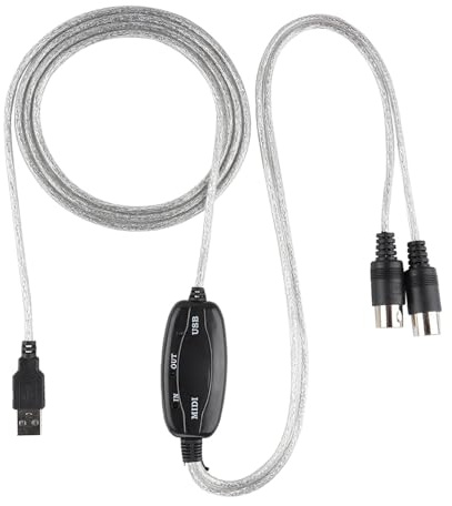 Dioche Fore MIDI Convertidor de Cable MIDI a USB - Adaptador de Interfaz para una Fácil Grabación de Música - Línea de Edición de Música Alimentada por USB de 190 Cm