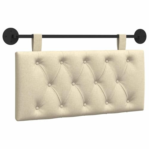 vidaXL Hängendes Kopfteil Creme Stoff, Moderner Schlafzimmerkopf, rechteckiges Polster, Cozier Rückenlehne, minimalistische Deko, platzsparend