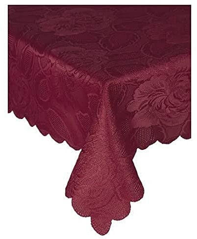 Emma Barclay Damask Rose - Jacquard Table Cloth in Wine - 70x108 (178x274cm)