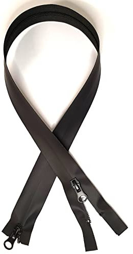 Cerniera in TPU impermeabile a 2 vie, per outsoor, 50-80 cm, nero opaco, nero opaco, 80 cm