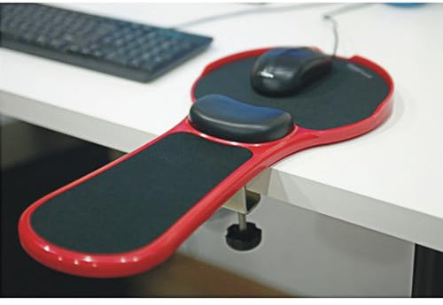 Premium Adjustable Computer Wrist Rest Armrest - Desk and Chair Dual Purpose Attachable Home&Office Computer Arm Support - Ergonomically Designed Mouse Pad Arm-stand Desk Extender (Red and Black)