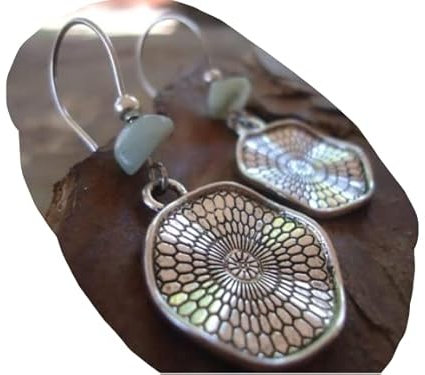 ✿ BOHO ETHNO MANDALA AMAZONIT STEIN ✿ lange Haken Ohrringe - einmaliges Geschenk - handgefertigt