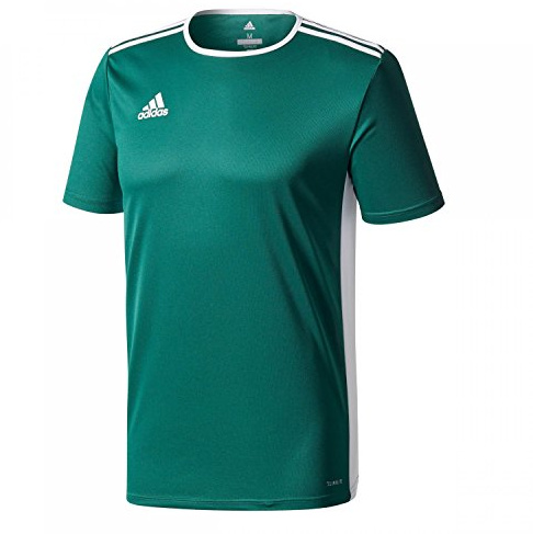 adidas Men's Entrada 18 AEROREADY Primegreen Regular Fit Soccer Short Sleeve Jersey, Collegiate Green/White, Medium