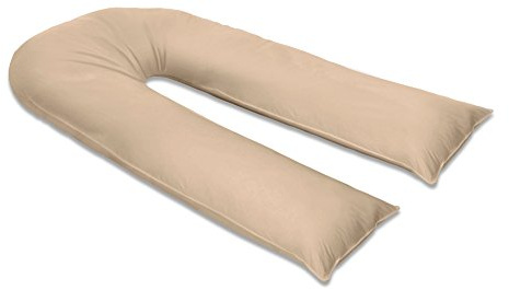 sleepdove 9Ft Large U Pillow Body/Bolster Support Maternity Pregnancy Support Pillow with Free Removable Cotton Blend Breathable Zip Cover - Made in UK (Mocha)