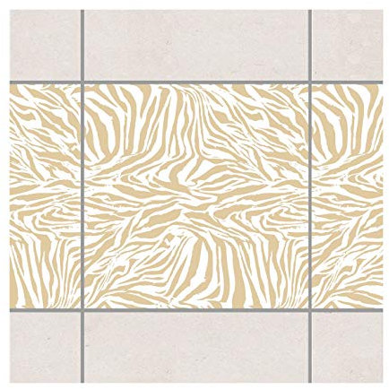 Fliesen Bordüre Zebra Design Light Brown 15x15 cm Beige, Setgröße: 20teilig