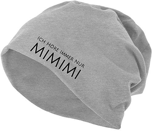 OwnDesigner Ich höre Immer nur mimimi Unisex Winter Mütze für Herren & Damen in schwarz - warm und angenehm zur Kopfhaut (Mutze 440 Grau)
