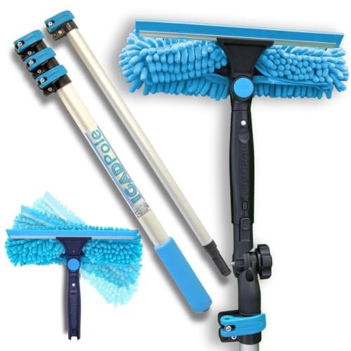 IGADPole Professional Telescopic Window Cleaning Kit 6.6 Foot (2m) Extension Pole+ Pole Extension and Single Pivot 10(25cm) Window Squeegee, Window cleaning washer tools