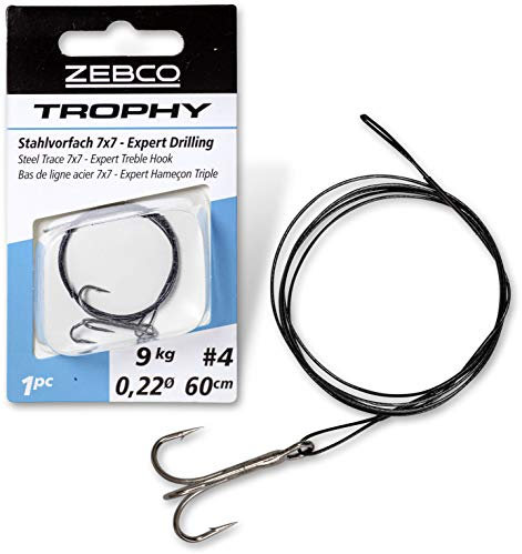 Zebco Qualitäts Trophy Stahlvorfach 7x7 Expert Drilling sicheres Vorfach Material Angel Zubehör mit Angelhaken Hecht Angeln, Diverse, 6 kg