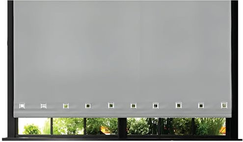Funky Gadgets Roller Blinds Square Eyelet Light Filtering Roller Blind Daylight Trimmable Blinds Child Safe Easy Fit Metal Tube Home Office Window Blinds-Light Grey, W150 x L165cm