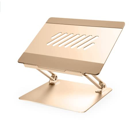 Konsol Laptopständer, Faltbarer Laptop-Riser, verstellbare Winkel, Aluminium leicht und langlebig, Laptop ständer kompatibel mit Laptop bis 17 Zoll (Gold)