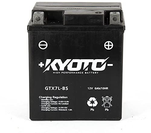 Batterie moto Kyoto SLA GTX7L-BS (YTX7L-BS) AGM - Sans entretien - 12 V 6 Ah - Dimensions: 114 x 71 x 131 mm compatible avec SUZUKI GZ125 Marauder 125 1998-2004