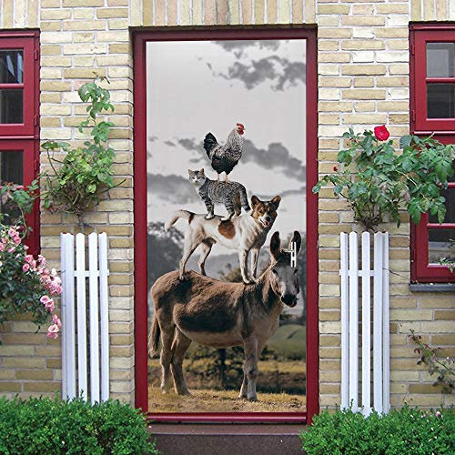 Türaufkleber Selbstklebend Hund Katze Huhn Tier Türtapete Wandbild Türfolie TürPoster Fototapete 86x200cm