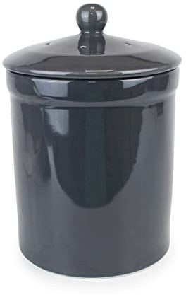 Dark Grey Ceramic Compost Caddy - Portland Kitchen Ceramic Compost Bin for Food Waste Recycling