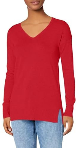 Amazon Essentials Maglione A Tunica Leggero A Maniche Lunghe Con Scollo A v (Disponibile In Taglie Forti) Donna, Rosso Ciliegia, 4XL Plus