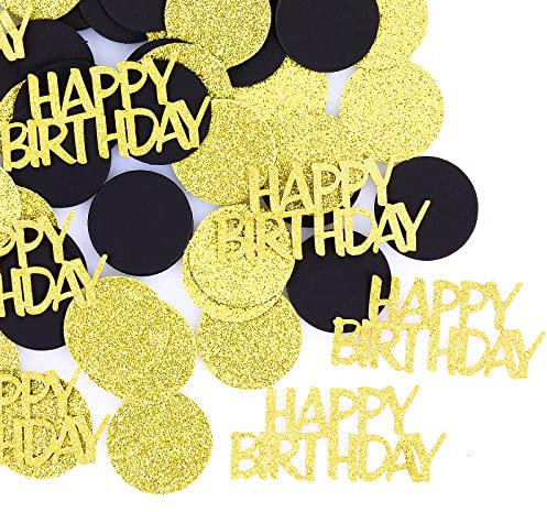 100 Stück Geburtstag Konfetti Happy Birthday Tischdeko Gold Schwarz Glitzer Confetti Geburtstagskonfetti Streudeko Tischkonfetti für Geburtstag Party Supplies