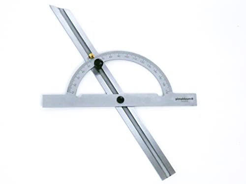PIMALDAUM® Winkelschmiege, Schmiege, Winkelmesser 10-170° mit verstellbarer Schiene, zum professionellem Messen oder Anzeichnen von Winkeln und Winkelgraden (Metall, 150 * 300 mm)