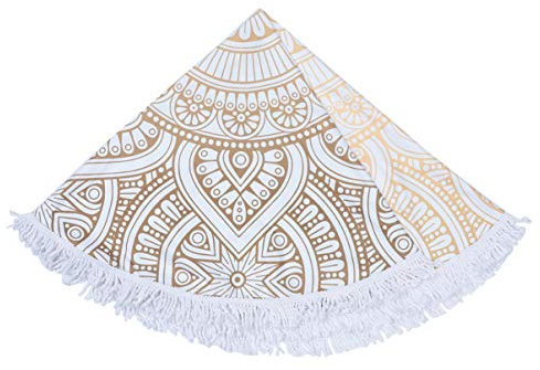 Homoyoyo Mandala Rundes Strandtuch Badetuch Tragetasche aus Stroh Handtücher Tischdecken Yoga-Polster weiße Tischdecke Tischtuch Mandala-Wandteppich Quaste Yoga Matte Druckband Handtuch