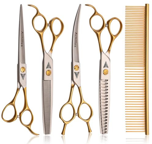 Achilles Hundescheren-Set – Scheren-Set Hund – Pflegeschere für Hunde – Trimmschere Hund